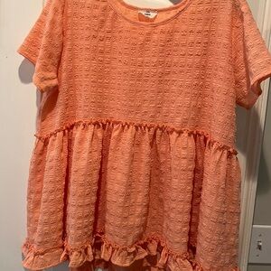 Entro Orange Textured Ruffle Top
